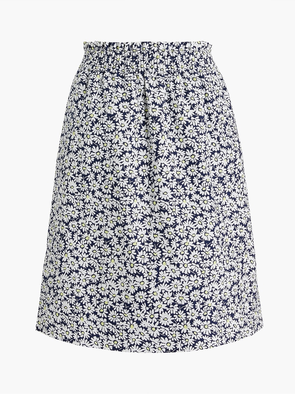 NWT J. Crew navy blue linen blend skirt with white daisies
